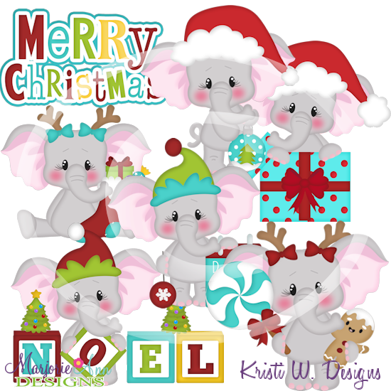 Christmas Elephants SVG Cutting Files Includes Clipart - Click Image to Close
